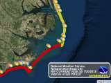 Ocracoke is in the red. Red means stay out of the water. 
